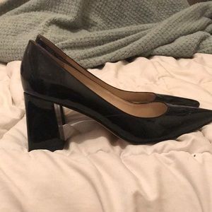 Pointed patent leather heels